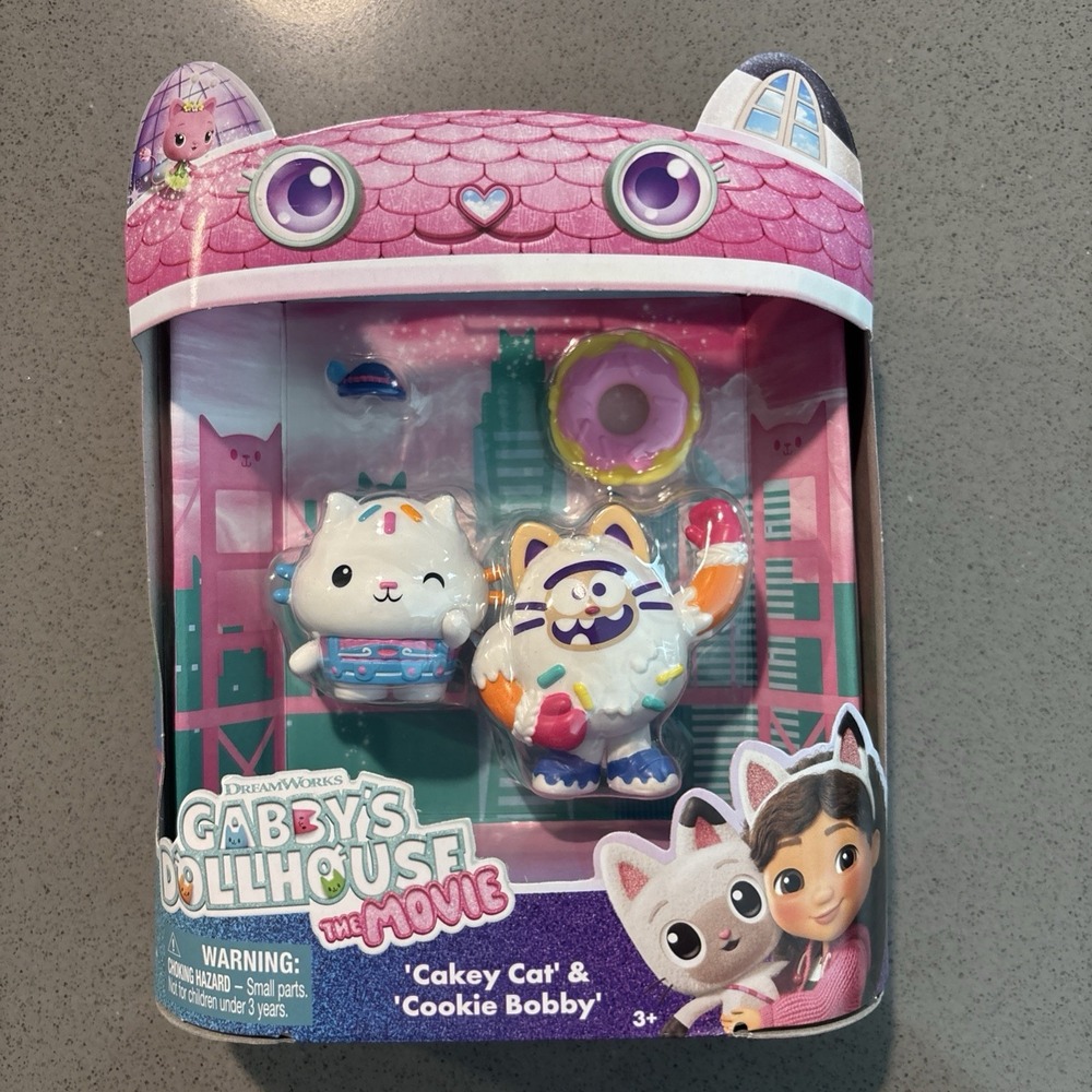 DreamWorks Gabby's Dollhouse Cakey Cat & Cookie Bobby Figure Set - Pink